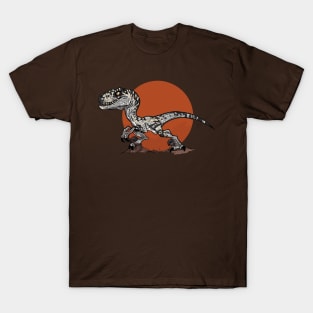 Metallic Fury: Velociraptor in the Jurassic Circle T-Shirt